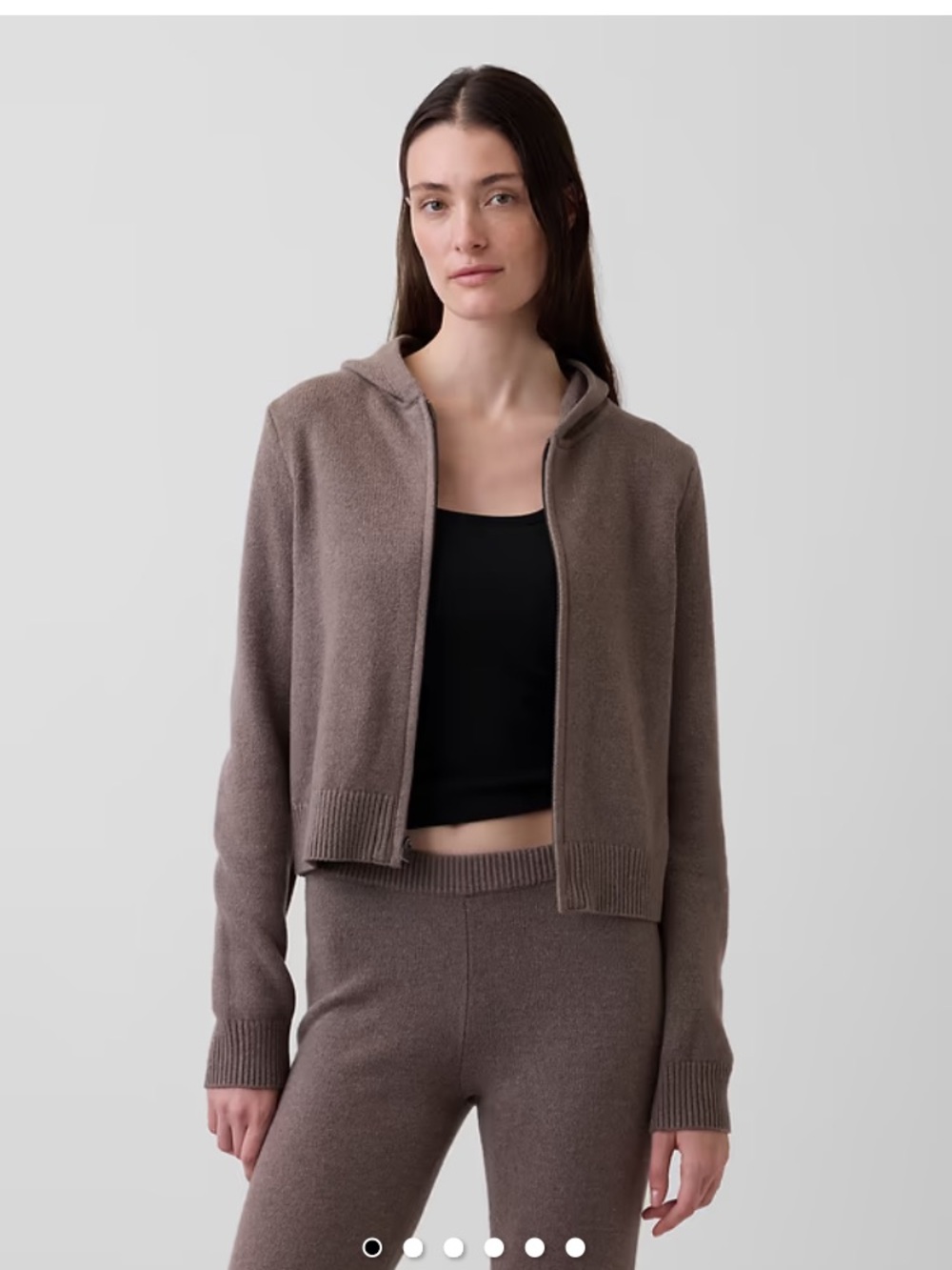 GAP CashSoft Mocha brown Knit Zip Hoodie